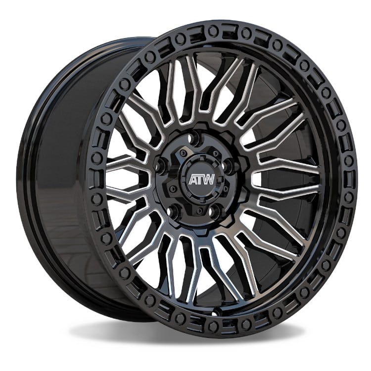 ATW Off-Road NILE 17x9 GLOSS BLACK / MILLED SPOKES / BLACK LIP