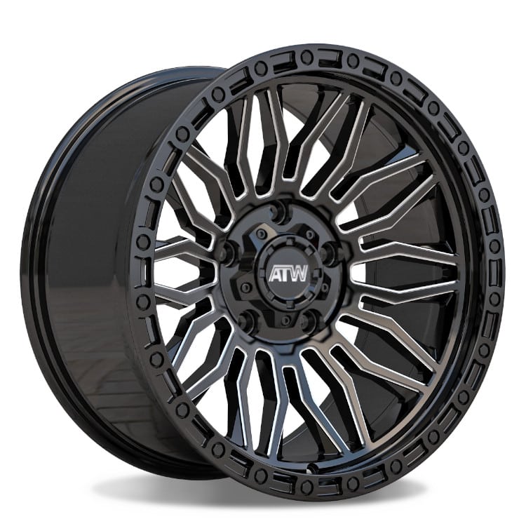ATW Off-Road NILE 20x10 GLOSS BLACK / MILLED SPOKES / BLACK LIP