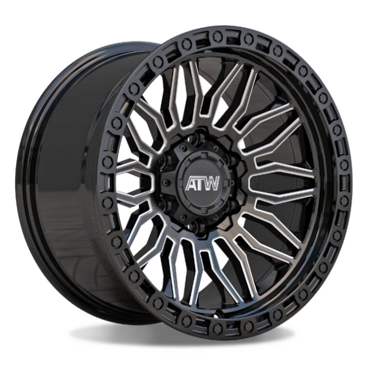 ATW Off-Road NILE 17x9 GLOSS BLACK / MILLED SPOKES / BLACK LIP