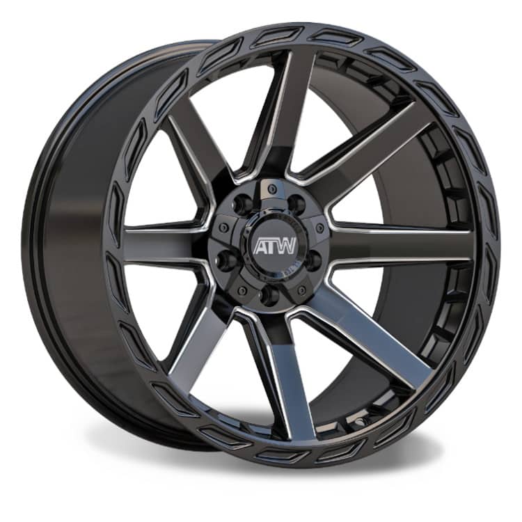 ATW Off-Road nan 22x10 GLOSS BLACK / MILLED SPOKE