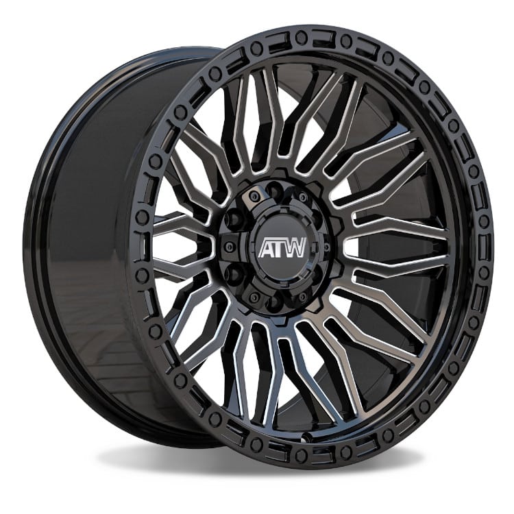 ATW Off-Road NILE 20x10 GLOSS BLACK / MILLED SPOKES / BLACK LIP