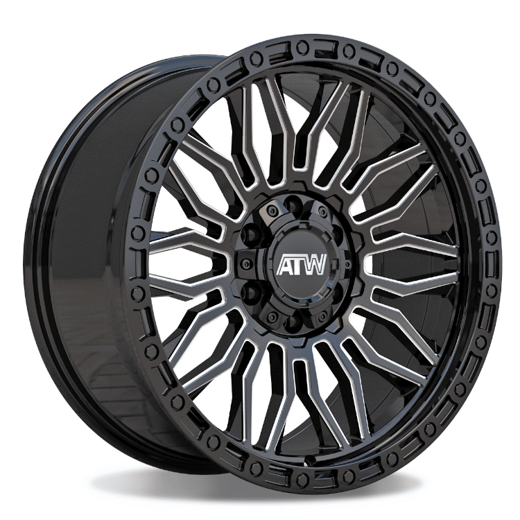 ATW Off-Road NILE 20x9 GLOSS BLACK / MILLED SPOKES / BLACK LIP