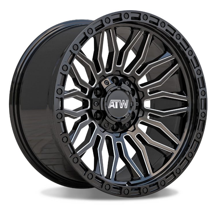 ATW Off-Road NILE 20x10 GLOSS BLACK / MILLED SPOKES / BLACK LIP